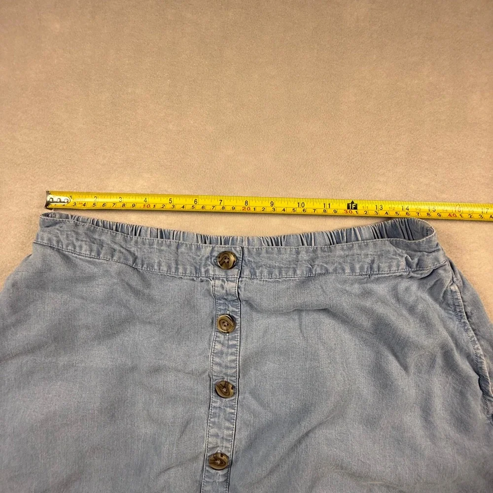 Coldwater Creek Blue Tencel Lyocell Button Front Midi Skirt Light Wash Womens M